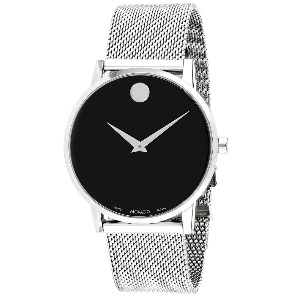 Movado Museum Men's Stainless Steel Black Dial Swiss Quartz Dress Watch Bids.com