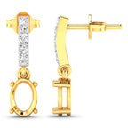 0.14 Carat Genuine White Diamond 14K Yellow Gold Semi Mount Earrings - holds 7x5mm Oval Gemstones