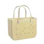 Women's waterproof EVA jelly beach bag by Plush Fashion Hub, lightweight summer tote with transparent jelly design and sturdy handles.