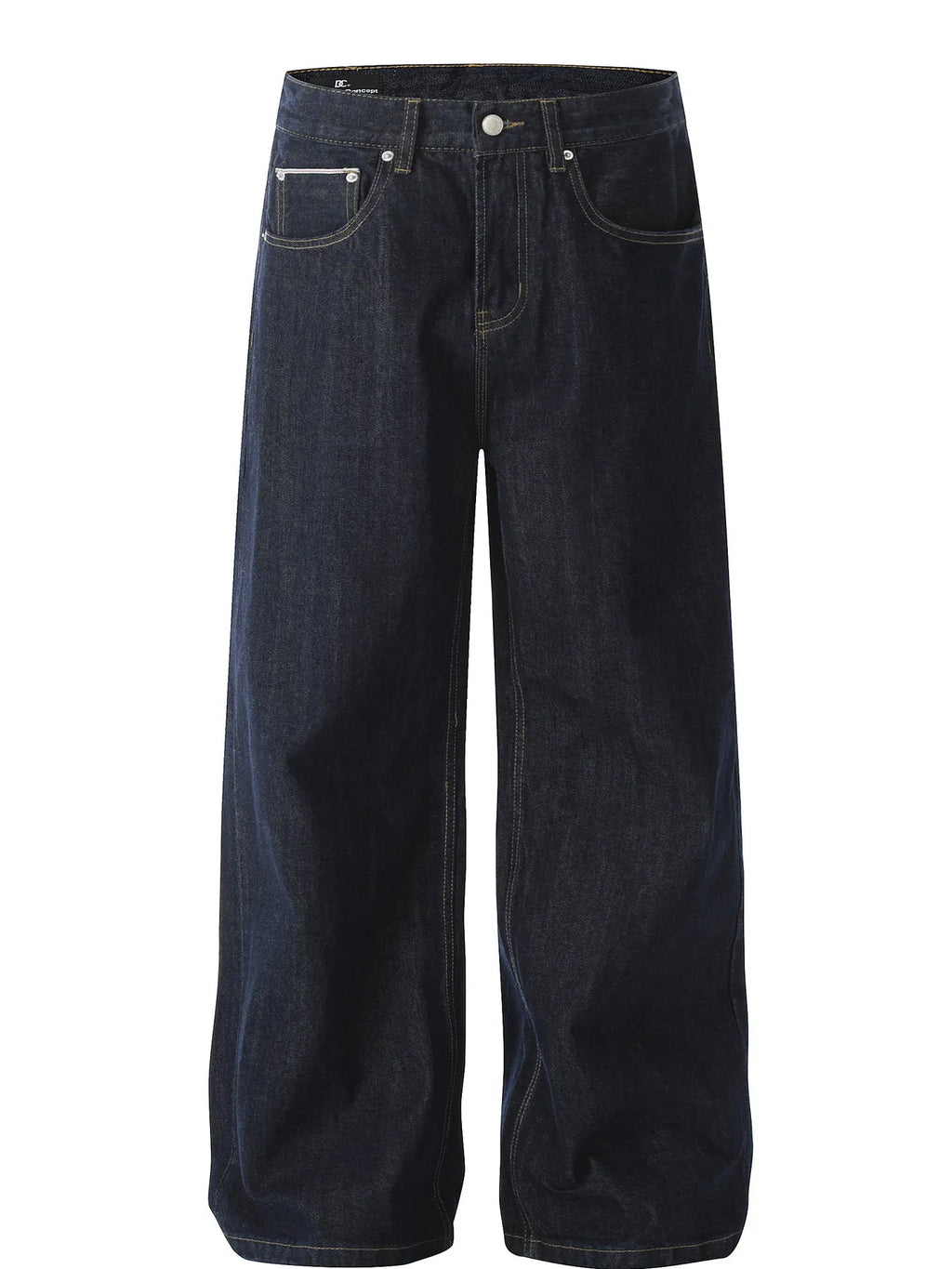 Men's wide-leg denim jeans by Plush Fashion Shop, featuring classic blue fabric and relaxed fit style.