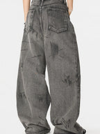 Men's wide-leg denim jeans from Plush Fashion Shop, showing the relaxed fit and classic blue denim fabric.
