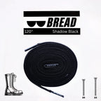 Black elastic shoelace by Bread, designed for comfortable, secure fit on casual shoes, shown against a plain background.