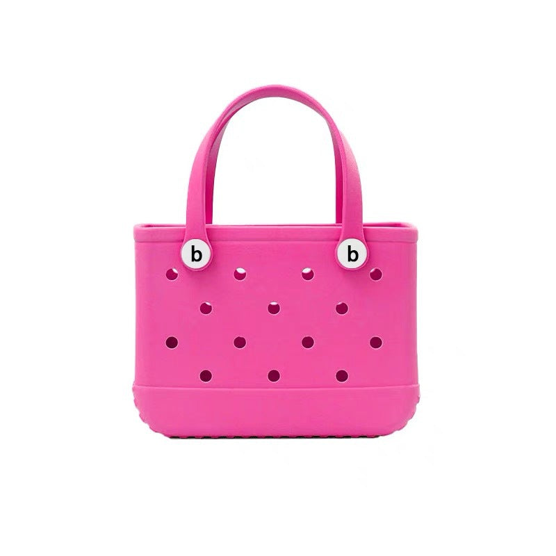 Women’s waterproof EVA jelly beach bag by Plush Fashion Hub, lightweight summer tote with transparent, colorful jelly design.