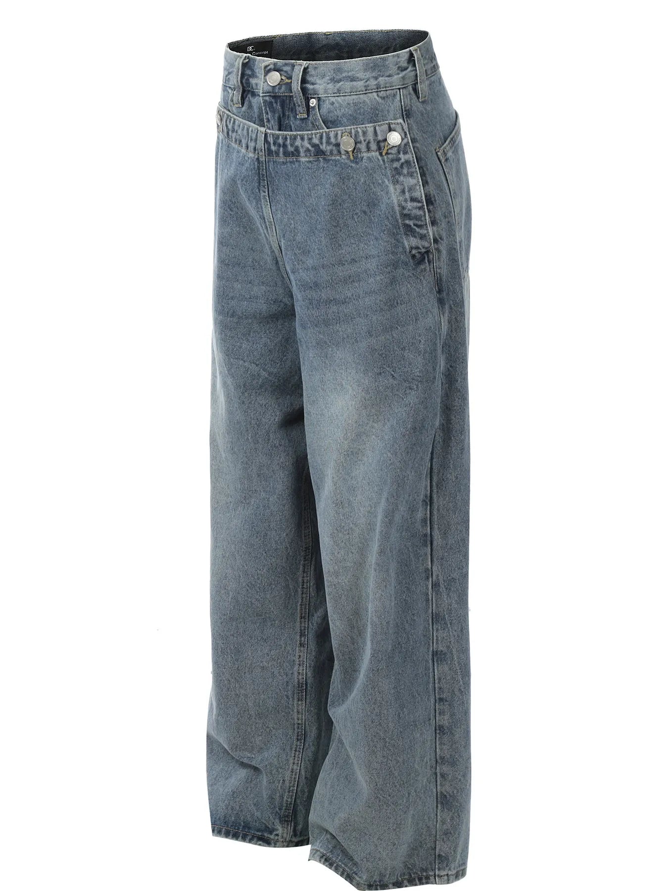 Men's wide leg cargo jeans by Trendsi, featuring a relaxed fit with multiple pockets and durable denim fabric.