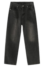 Plush Fashion Shop denim baggy jeans with multiple front and back pockets, casual relaxed fit, lightweight denim fabric.