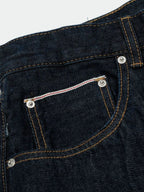 Men's wide leg denim jeans by Plush Fashion Shop, showing the relaxed fit and classic blue denim fabric.