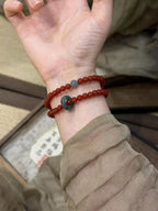 Double layered agate beaded bracelet with natural stone beads, crafted by Trendsi, featuring a stylish and elegant design.