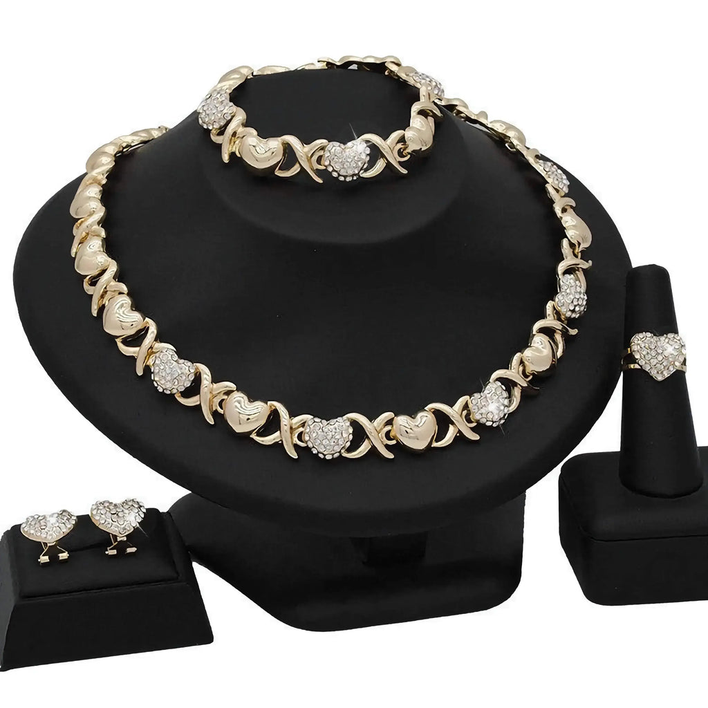 18K Gold Heart-Shaped Jewelry Suit - Plush Fashion Hub
