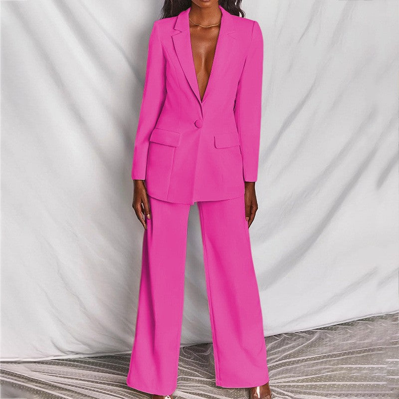 FitiqueFit women's professional blazer and trousers suit set with long sleeves, full-length pants, perfect for office wear.