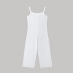 Women's butterfly print overalls from FitiqueFit featuring sleeveless, loose fit suspender pants, with adjustable straps and relaxed style.