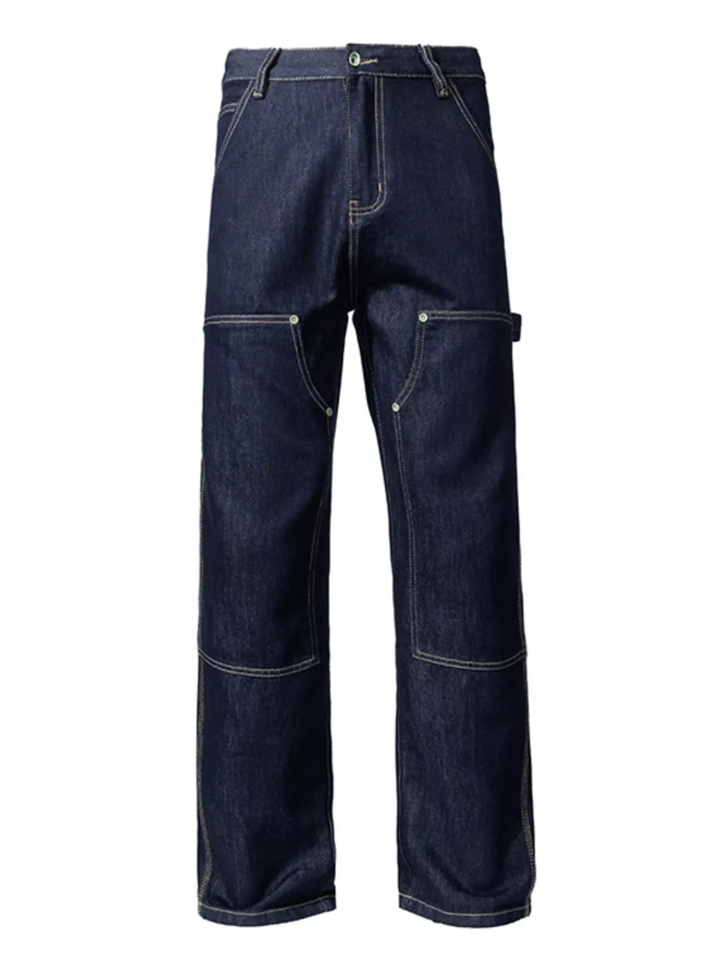 Men's wide leg cargo jeans by Trendsi with relaxed fit, multiple pockets, and sturdy denim fabric, styled for casual wear.