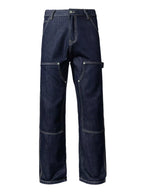 Men's wide leg cargo jeans by Trendsi with relaxed fit, multiple pockets, and sturdy denim fabric, styled for casual wear.