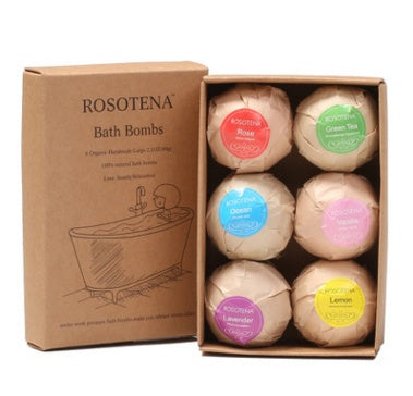 6 pcs Organic Bath Bombs Bubble Bath Mint Lavender Rose Flavor Plush Fashion Hub