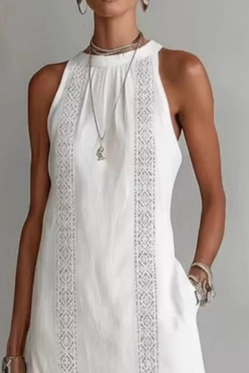 Women's sleeveless maxi dress with side slit and pockets, stylish Trendsi dress perfect for summer or casual wear