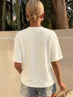Textured paisley pattern casual T-shirt from Trendsi, featuring a stylish, comfortable tops design with intricate paisley print.