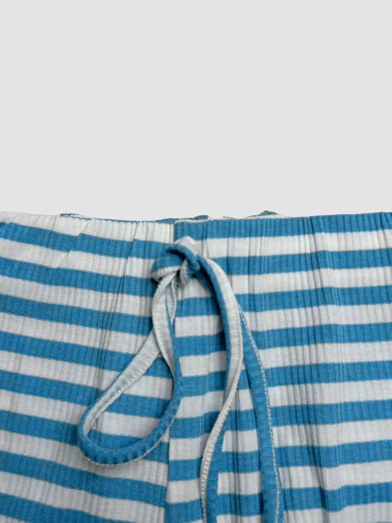 Striped long sleeve crop top and wide-leg pants set by Trendsi, casual clothing ensemble with matching top and pants.