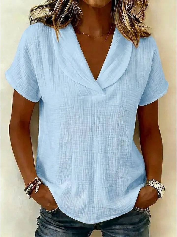 Women's Knitted Short-Sleeve Butterfly Collar Top FitiqueFit