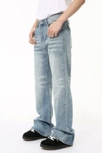 Plush Fashion Hub baggy denim jeans with large front pockets, relaxed fit, and casual style, shown on a model.
