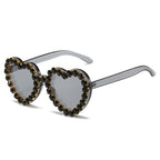 Peach heart-shaped rhinestone sunglasses by FitiqueFit featuring Y2K INS style eye wear with sparkling rhinestone accents.