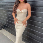 Women's Off-Shoulder Irregular Hem Knitted Maxi Dress