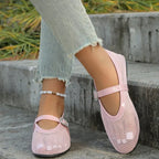 Women's breathable mesh round toe flat sandals by Trendsi, showing comfortable, open-toe footwear with a casual summer style.
