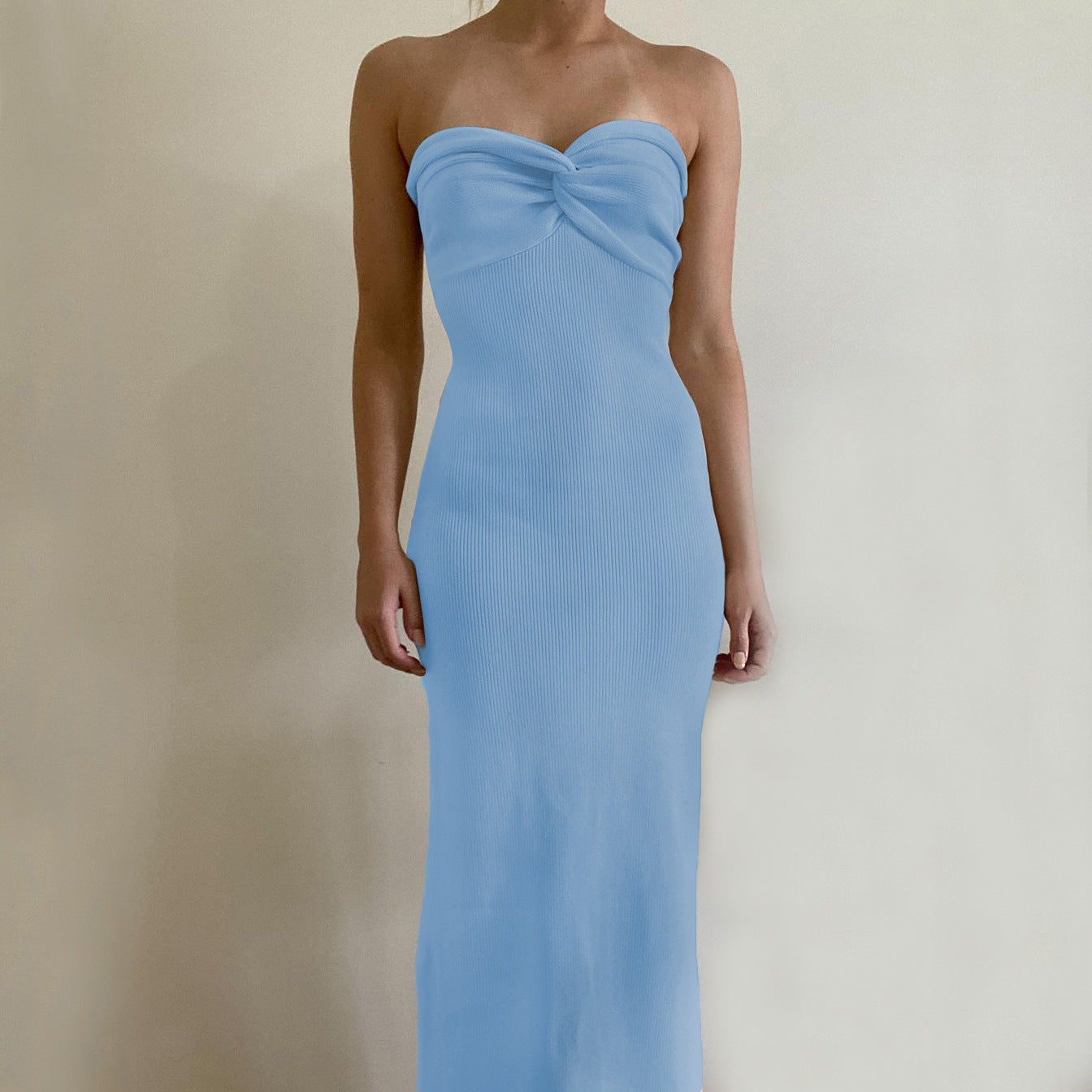 Women's Off-Shoulder Irregular Hem Knitted Maxi Dress