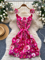 Floral embroidered tie waist mini dress by Trendsi, elegant summer A-line dress with floral embroidery and a flattering silhouette.
