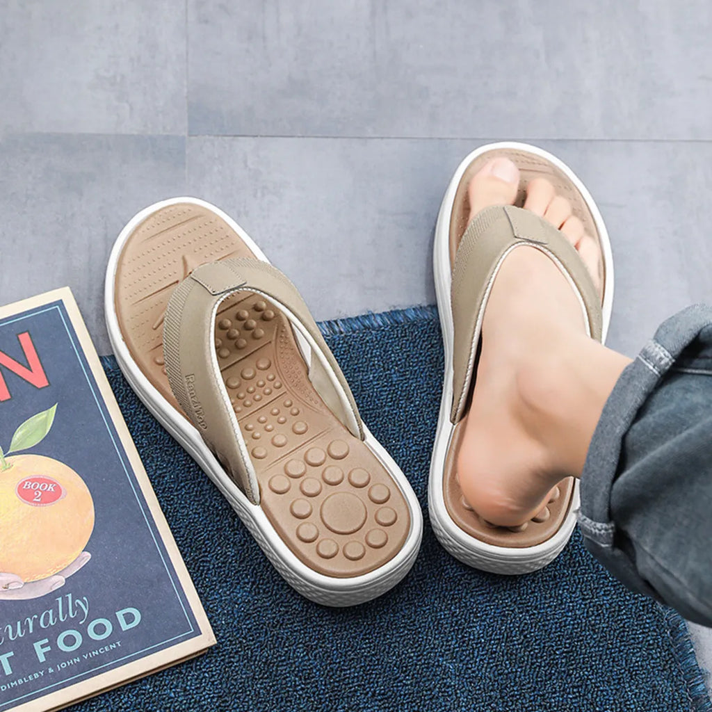 Trendsi toe post platform sandals with chunky heels and tan straps, showcasing stylish open-toe footwear for casual wear.
