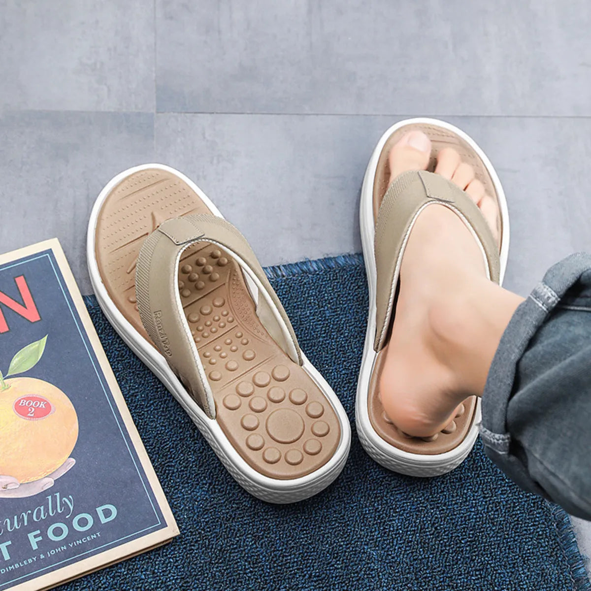 Trendsi toe post platform sandals with chunky heels and tan straps, showcasing stylish open-toe footwear for casual wear.