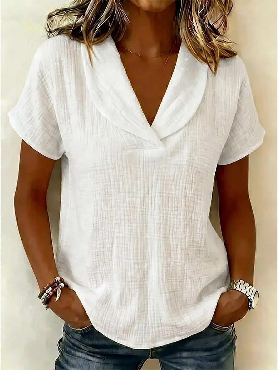 Women's Knitted Short-Sleeve Butterfly Collar Top FitiqueFit