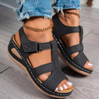 Open toe wedge sandals by Trendsi, stylish footwear with a comfortable wedge heel and open toe design for summer wear.