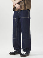 Men's wide leg cargo jeans from Trendsi featuring a relaxed fit, multiple pockets, and durable denim fabric.