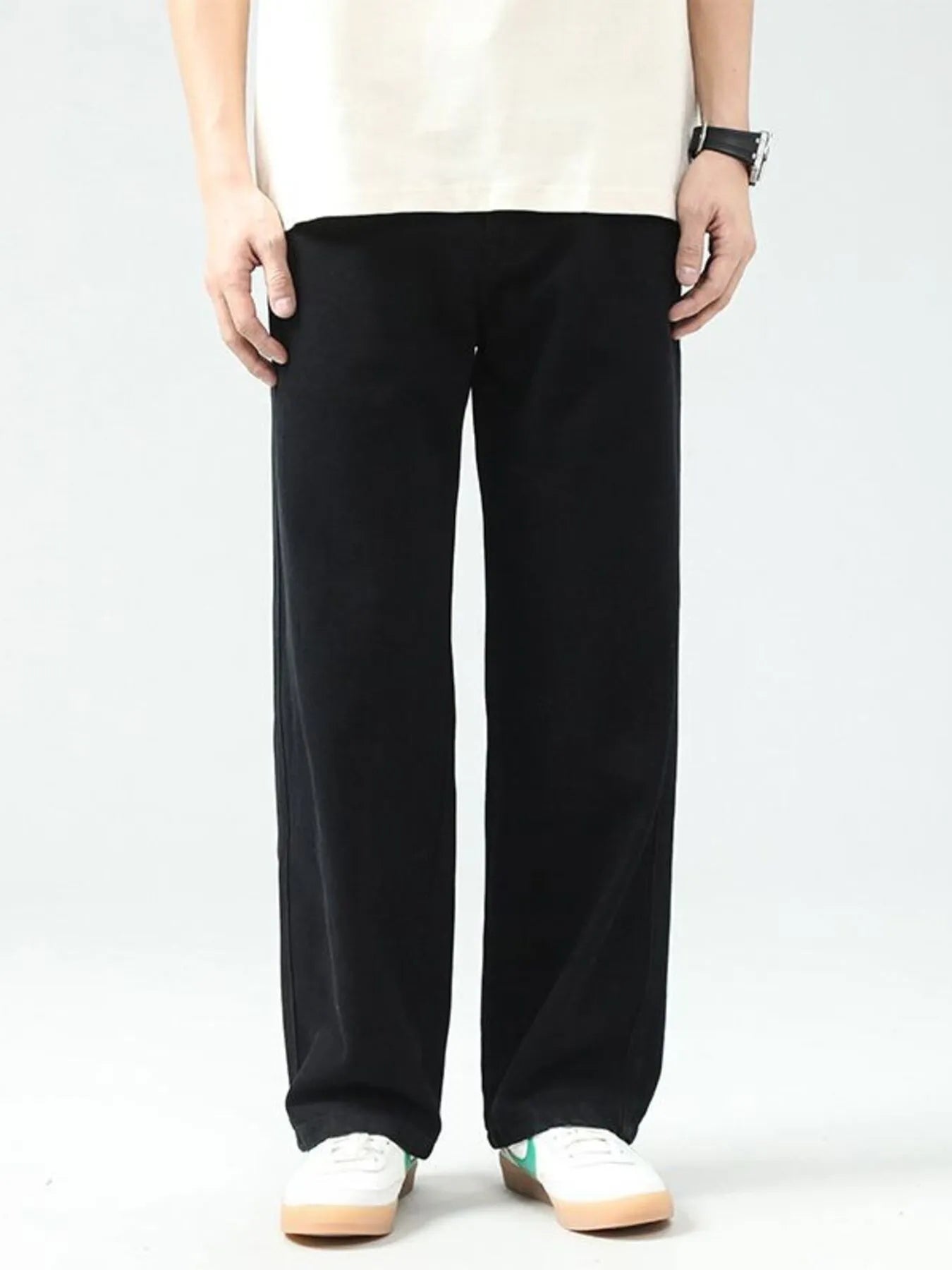 Men's wide leg denim jeans from Plush Fashion Shop featuring a relaxed fit and classic blue wash.