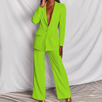 Women's professional blazer and trousers suit set by FitiqueFit, long sleeve, full-length tailored suit for women.