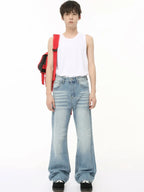 Plush Fashion Hub baggy denim jeans with large front and back pockets, relaxed fit, casual style for everyday wear