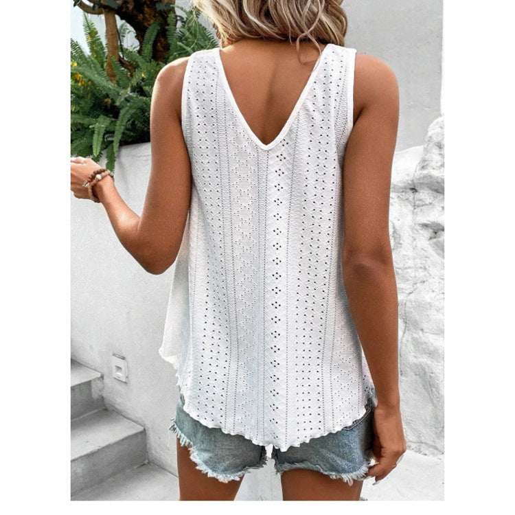 FitiqueFit VibeEase V-Neck Summer Tank Top in casualwear, shown in soft fabric with a relaxed fit and V-neck design.
