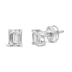 14K White Gold 1.0 Cttw Emerald Cut Lab-Grown Diamond Solitaire Stud Earrings (F-G Color, VS1-VS2 Clarity)