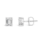 14K White Gold 1.0 Cttw Emerald Cut Lab-Grown Diamond Solitaire Stud Earrings (F-G Color, VS1-VS2 Clarity)
