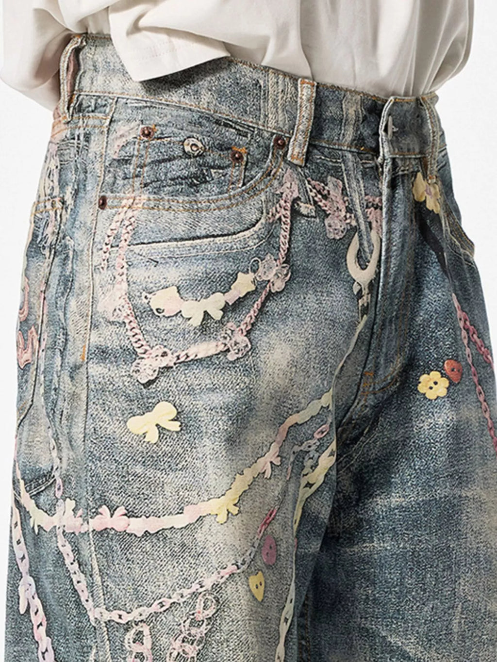 Men's wide leg denim jeans from Plush Fashion Shop, showcasing the relaxed fit and classic blue wash with visible stitching details.