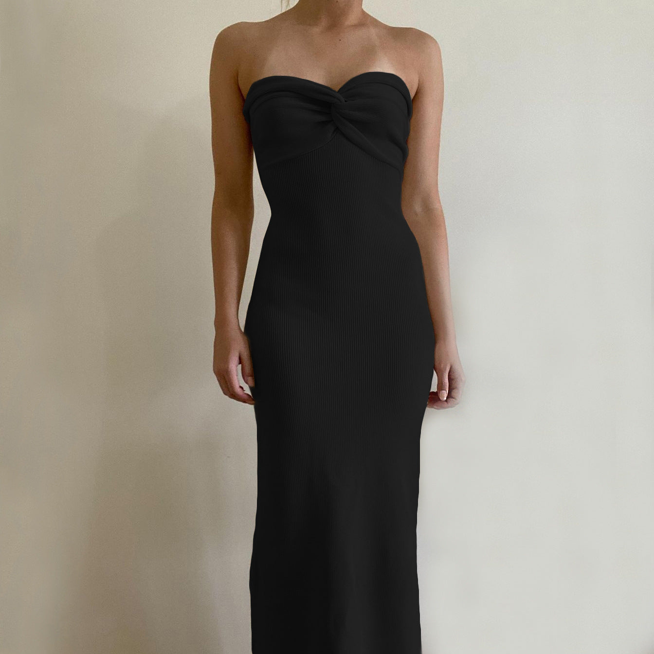 Women's Off-Shoulder Irregular Hem Knitted Maxi Dress