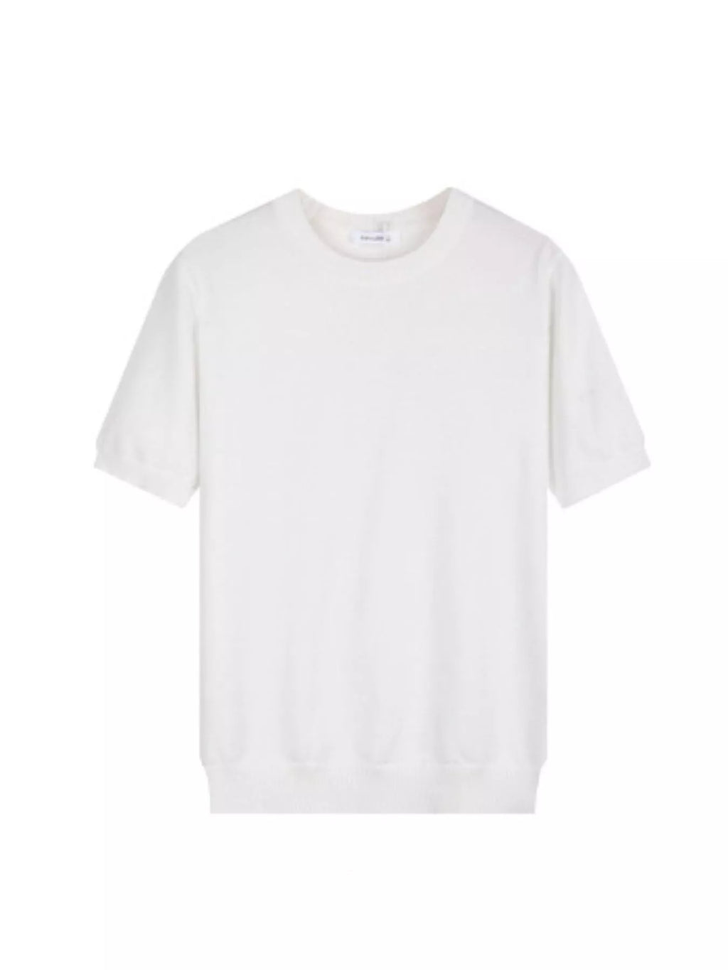 Men's plus size casual knitted short sleeve T-shirt by Trendsi, soft fabric, fitted design, and classic crew neckline.