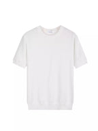 Men's plus size casual knitted short sleeve T-shirt by Trendsi, soft fabric, fitted design, and classic crew neckline.
