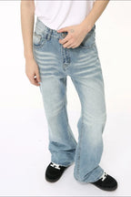 Plush Fashion Hub baggy denim jeans with multiple pockets, relaxed fit and classic blue wash, casual streetwear style.