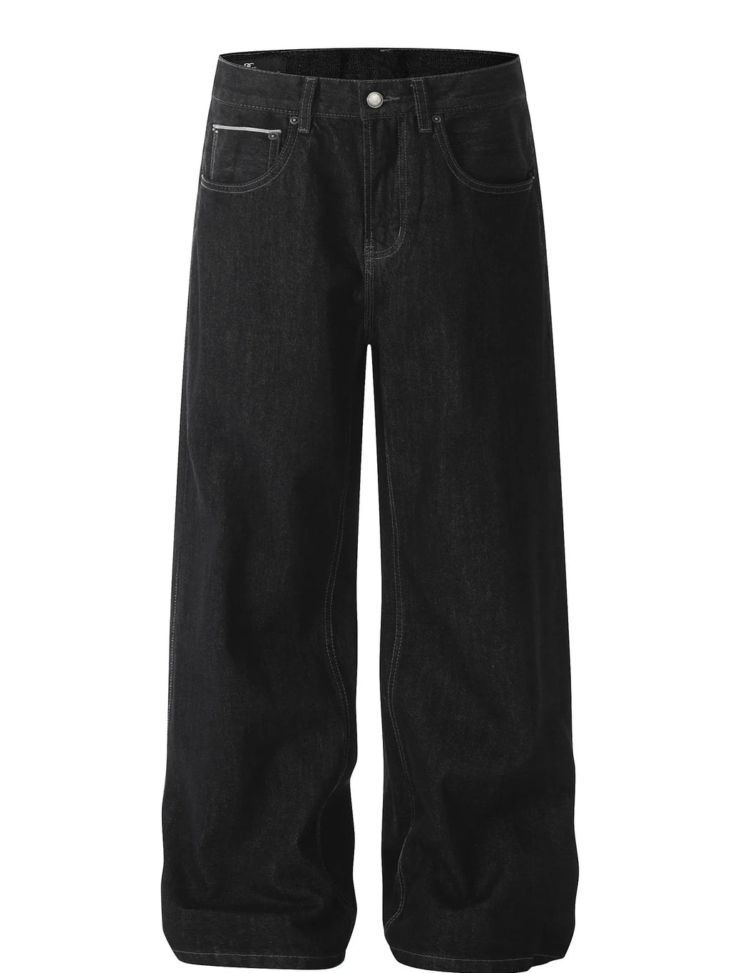 Men's wide leg denim jeans from Plush Fashion Shop with a relaxed fit and classic blue wash, displayed on a model.