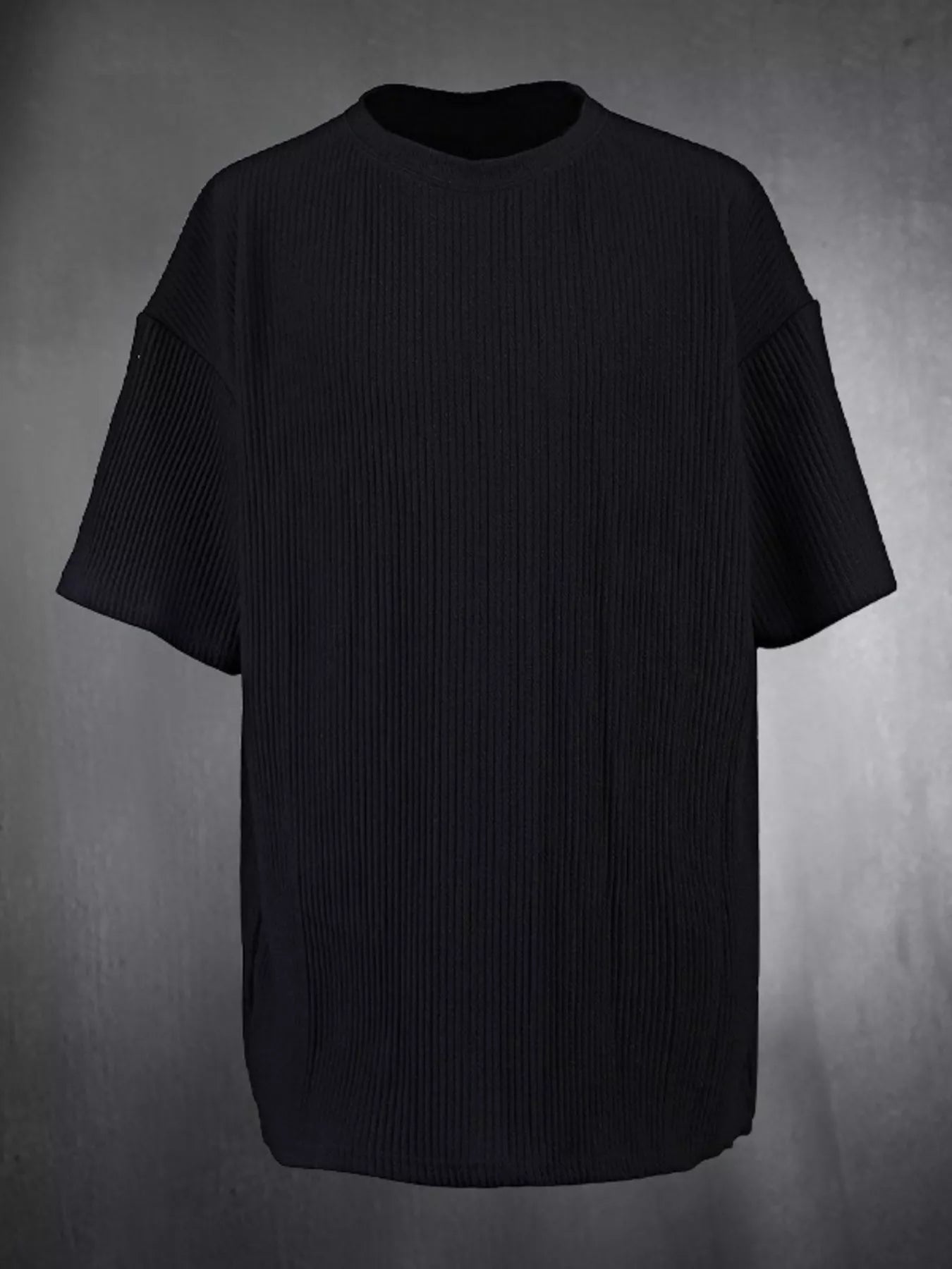 Plus size men's short sleeve top and shorts set by Trendsi, casual loungewear with a relaxed fit and comfortable fabric.