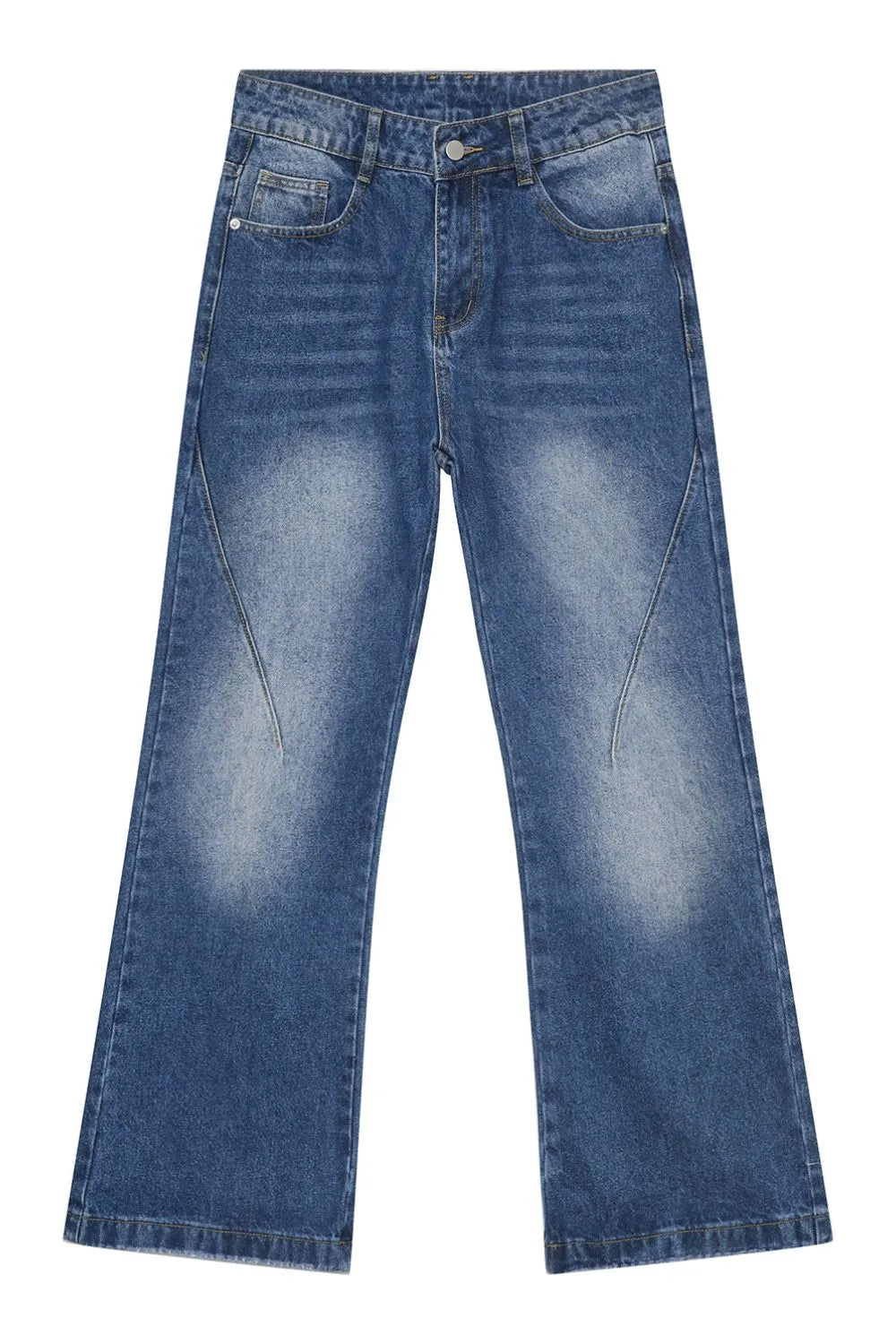 Light-washed denim jeans with front and back pockets from Plush Fashion Shop, showcasing a relaxed fit and classic style.