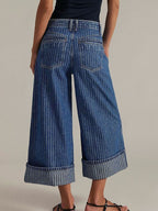 Wide-leg cropped denim jeans from Plush Fashion Shop, featuring a relaxed fit and classic blue denim fabric.