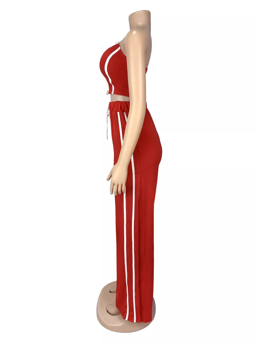 Trendsi sleeveless tube top and wide-leg pants set in black, casual summer outfit, shown on a model.