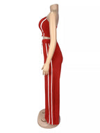 Trendsi sleeveless tube top and wide-leg pants set in black, casual summer outfit, shown on a model.