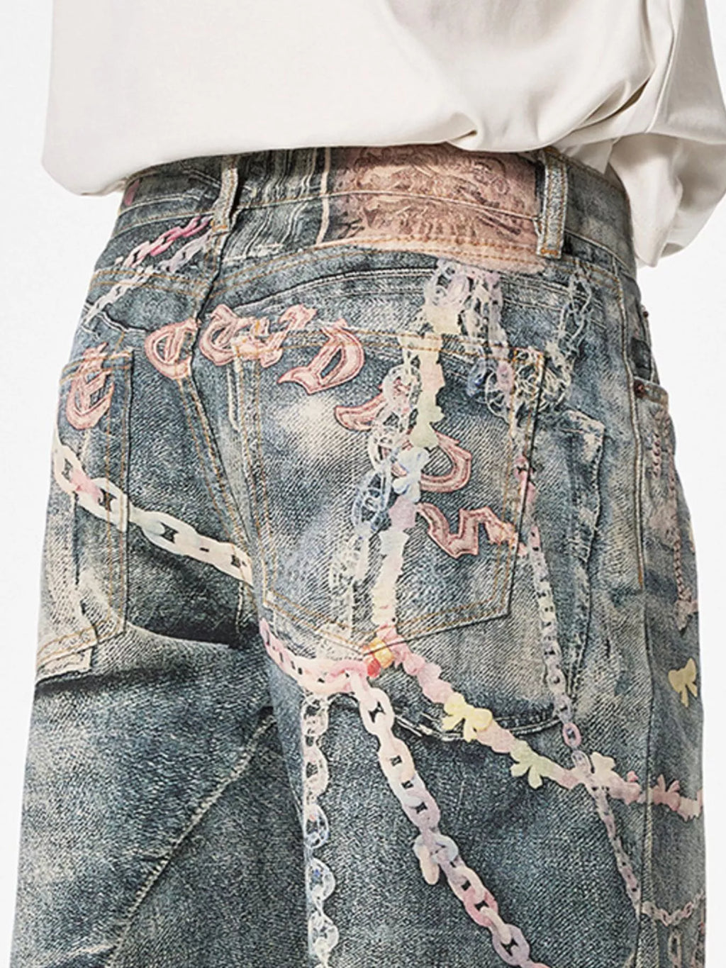 Men's wide leg denim jeans by Plush Fashion Shop, showing the relaxed fit and classic blue denim fabric.